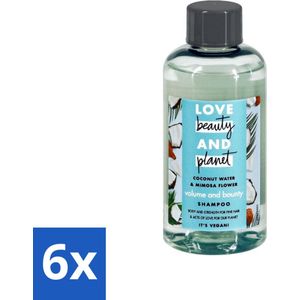 Love Beauty & Planet - Shampoo - Kokoswater & Mimosabloem - 100 ml - Voordeelverpakking - 6 stuks