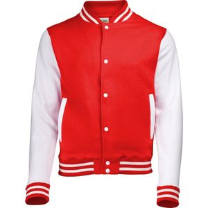 Awdis Kinder Unisex Varsity Jacket / Schoolkleding (Brand rood/wit)