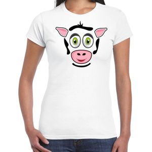 Bellatio Decorations dieren verkleed t-shirt dames - koe gezicht - carnavalskleding - wit XL