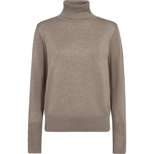 Freequent - Pullover - Grijs - Viscose - Coltrui met Knoopdetail op de Mouw