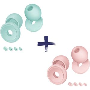 Nova Venture CometPods Duo Set – Loop Earplugs Style – 33dB Noise Reduction Earplugs – The Quiet Experience – Comfortabele Oordoppen – Turquoise & Roze