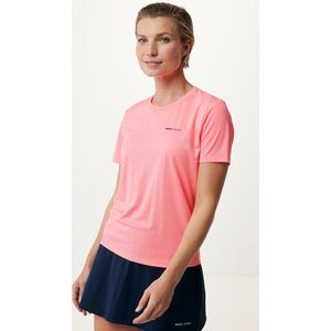Short Sleeve Sport T-shirt With Back Detail Dames - Neon Roze - Maat S