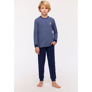 Woody Studio pyjama jongens/heren - blauw gestreept - 242-12-QTR-Z/904 - maat 152