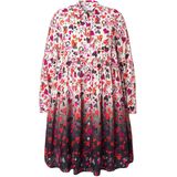 MIAMODA - Dames - Lange blouse A-lijn harten volant met kleurverloop - Poeder - Maat 42