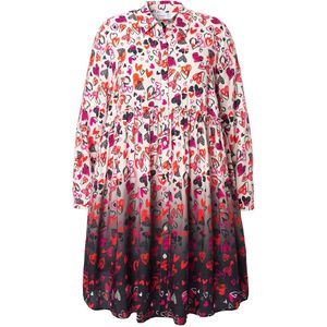 MIAMODA - Dames - Lange blouse A-lijn harten volant met kleurverloop - Poeder - Maat 42