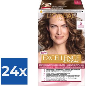 L'Oréal Paris Excellence Crème 6 - Donkerblond - Haarverf - Voordeelverpakking 24 stuks