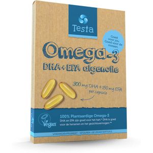 Testa - Omega-3 Algenolie - Plantaardig Voedingssupplement - 60 Capsules - Hoogste Concentratie DHA & EPA