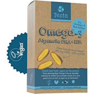 Testa Omega-3 Algenolie - Hoogste concentratie DHA & EPA - Vegan Omega 3 - 60 Capsules - Plantaardig Voedingssupplement