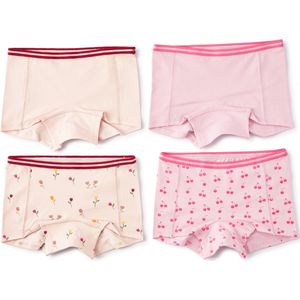 Little Label Ondergoed Meisjes - Onderbroeken Meisjes Maat 158-164 - roze, lila - Zachte BIO Katoen - 4 Stuks - Model Shorts - Gebloemd
