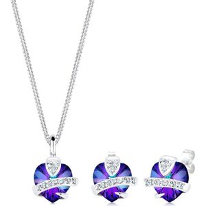 Elli Dames Sieraden Set Dames Hart Motief Precious met Kristallen in 925 Sterling Zilver