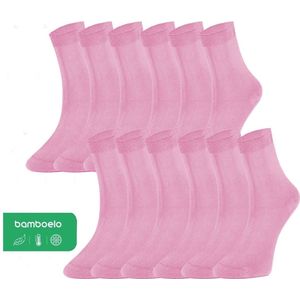 12 paar Bamboe Sokken - Kleurrijke Bamboesokken voor Dames - Bamboe Sokken - Naadloze Sokken - Maat 35/38 - Roze