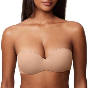 Allecto plus - Push Up Beha met Beugel en Strapless Bandeau - Dameslingerie voor Extra Ondersteuning beige - Maat 75B