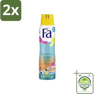 Fa - Deodorant Spray - Mediterranean Jewels - Orchidee & Citrus - 48 uur Bescherming - 150 ml - Voordeelverpakking - 2 stuks - Deodorant spray - 48 uur bescherming