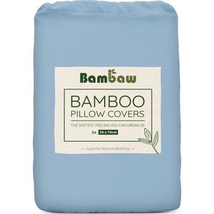 Bamboe Kussenslopen | 2 stuks | Eco Kussensloop 50cm bij 70cm | Lichtblauw | Luxe Bamboe Beddengoed | Hypoallergeen Kussenslopen | Puur Bamboe viscose rayon Kussensloop | Ultra-ademende Stof | Bambaw