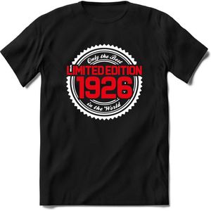 1926 Limited Edition | Feest Kado T-Shirt Heren - Dames | Wit - Rood | Perfect Verjaardag Cadeau Shirt | Grappige Spreuken - Zinnen - Teksten | Maat S