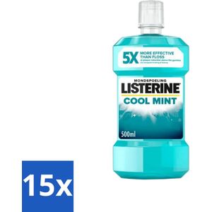 Listerine – Mondwater – Cool Mint – Verfrissende adem – 500 ml - Bulkverpakking - 15 stuks