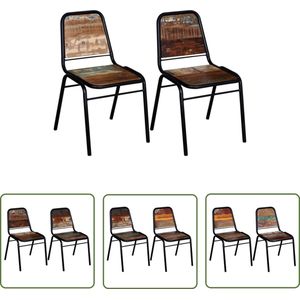 The Living Store Eetkamerstoelen 2 st massief gerecycled hout - Eetkamerstoelen - Vintage Meubels - Herbruikbaar Materiaal - Recycled Wood Furniture - Industriële Stoelen