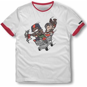 Fortnite - Shopping Trolley Wit T-Shirt Kinderen - 12 Jaar