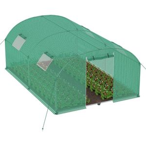 Aufun Tuinkassen van verzinkt materiaal - 3 x 4 x 2 meter, Foliekas Kweekkas met tunneldeur, ramen met gietijzeren netfolie voor het verbouwen van tuinplanten, Met een gebogen dak