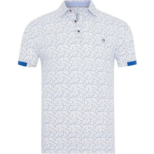 R2 Amsterdam - Polo Piqué Print Lichtblauw - Modern-fit - Heren Poloshirt Maat XL