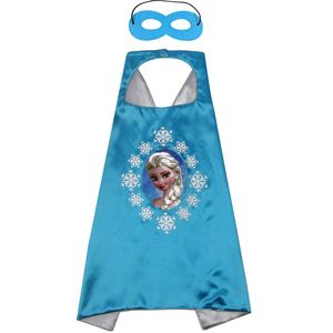 Frozen - Cape - Masker - Frozen Verkleedkleding kinderen - Elsa kostuum - Carnaval - Sneeuwprinses - Blauw - Prinsessenjurk