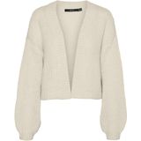 Vero Moda - Butter - Gebreid Vest - V-hals - Lange Mouwen - Ballonmouwen