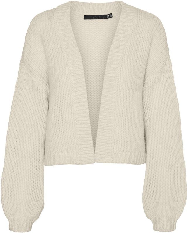 Vero Moda - Butter - Gebreid Vest - V-hals - Lange Mouwen - Ballonmouwen