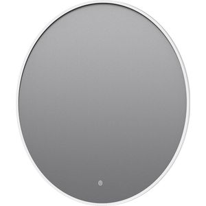 Ronde badkamerspiegel Mauri mat wit met verwarming, LED verlichting en touch sensor 80x80cm