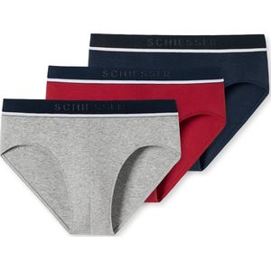 Schiesser Heren Rio Slip Organic - 3 pack - Rood - Donkerblauw - Grijs Melange - Maat XXL