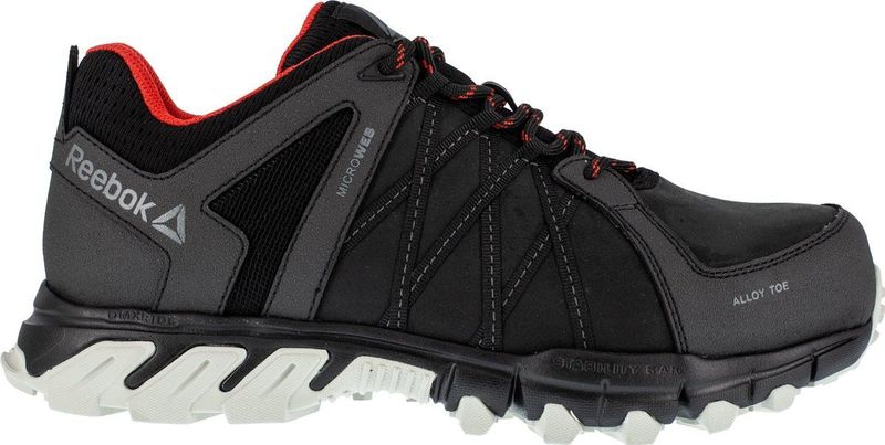 Reebok - TRAIL GRIP S3 SRC - Veiligheidsschoenen - Zwart/Rood - Leren Bovenmateriaal