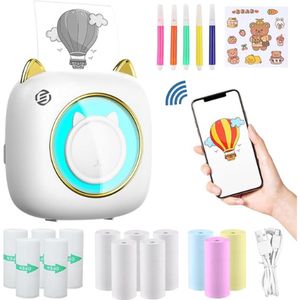 Equivera Mini-Printer - Pocket Printer - Mobiele Fotoprinter - Draagbaar & Draadloos - Leerhulp & Notites