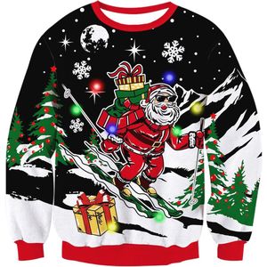 Grappige LED kersttrui voor heren en dames - Gebreide foute kersttrui, sweater en jumper in maten S-2XL