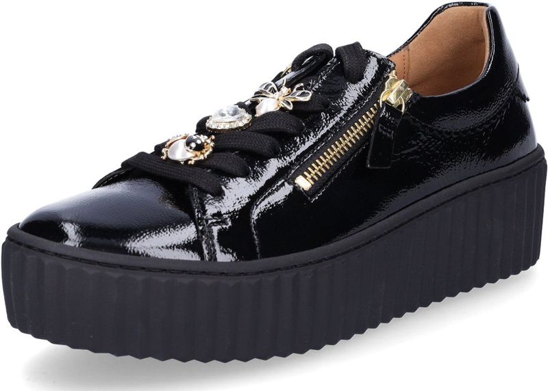 Sportschoenen - Lage Sneakers - Zwart - Lak - Ritssluiting