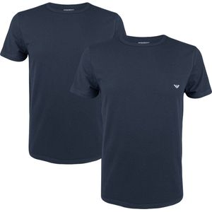 Emporio Armani 2P O-hals shirts stretch blauw - S