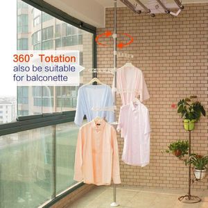 Uitschuifbaar droogrek voor kleding - telescopisch wasspanningspaal - indoor hoek vloer tot plafond - opslag plank kledinghanger - jas boom - ruimtebesparende organizer - ivoor