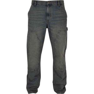 Urban Classics - Double knee jeans Broek rechte pijpen - Taille, 34 inch - Blauw