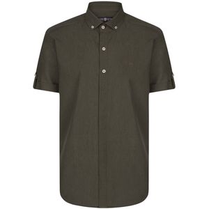 Jimmy Sanders - Linnen Katoen Blend Shirt - Khaki - Overhemd Heren