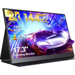 UPERFECT Portable Monitor 17.3"" Gaming Monitor 2K 144Hz IPS 100% sRGB Draagbare monitor met VESA-bevestiging voor PS5/PC/Streaming with Dual USB-C/VESA Mount,for Laptop/Switch/MacBook (VESA Mount )