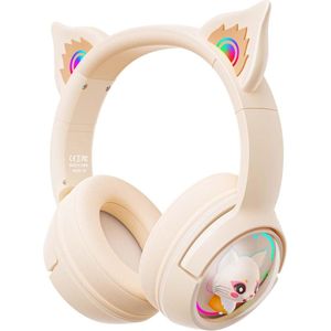 IBETTERTEC - Over-Ear Koptelefoon - Bluetooth Koptelefoon - Noise Cancelling Gaming Headset - Bluetooth Koptelefoon met Ruisonderdrukking voor Kattenoren - 55 uur Speeltijd - Met 3,5 mm Bedrade Modus voor Alleen Audio - Over-Ear Koptelefoon met RGB-v