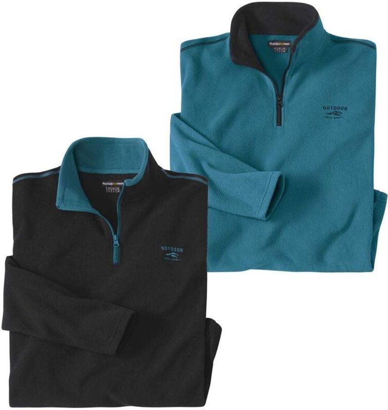 ATLAS FOR MEN - Set van 2 microfleece sweaters Outdoor - Heren - Verkrijgbaar in grote maten - L