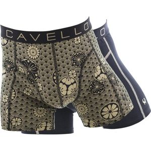 Cavello - Heren - 2-Pack Boxershorts Bloemen - Grijs - M