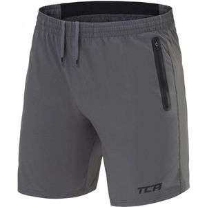 TCA Mannen Elite Tech Lichtgewicht Hardloop Gym Trainings Shorts met Ritszakken - Grijs, S