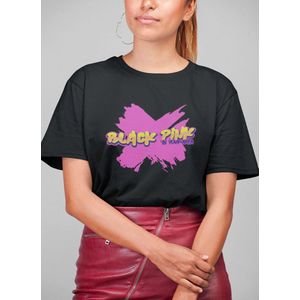 BlackPink Black Pink BP Cartoon Kdrama Bubblegum Style Grafitti Urban Kpop Fan Girlband Girl Squad Queens Album Merchandise T-Shirt Zwart Maat XL