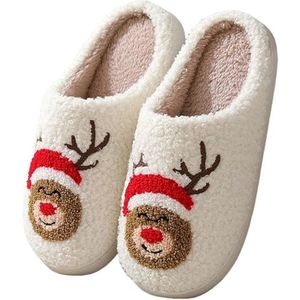 Heren/Dames Kerst Slippers - Pluche Dieren Slippers - Dikke Zool - Binnenshuis Buitenshuis - Kerstmis Feest