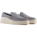 Armani Exchangevoor mannen. XUY011XV868U659 Grijze leren schoenen zonder veters (44), Plat, Geen, Casual, Grijs