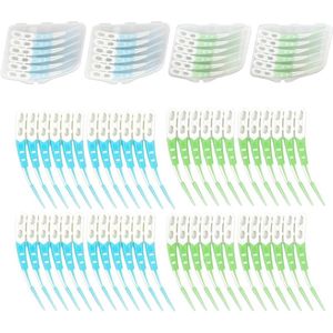 Allecto Plus - Interdentale Borstels, 48 Stuks, Reinigen Tanden, Conische Borstels, Gebogen Design