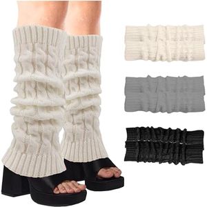 3 paar beenwarmers voor dames, warme en comfortabele lange beenwarmers, gehaakt, gebreide manchetten voor ballet, dans, sport