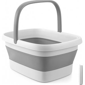 BOTC Opvouwbare Emmer -Voetenbad - Voetenbaden - Voetbad - 42x32.6x25cm - Niet elektrisch - Wit/Grijs