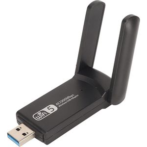Dual-Band WiFi Adapter - USB WiFi Adapter 1300 Mbps - USB 3.0 WiFi Dongle met Dual Antenna - WiFi ontvanger - Compatibel met Windows, Linux en MacOS - Zwart