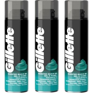 Gillette - Shaving Gel For Sensitive Skin - Voordeelverpakking 3 stuks